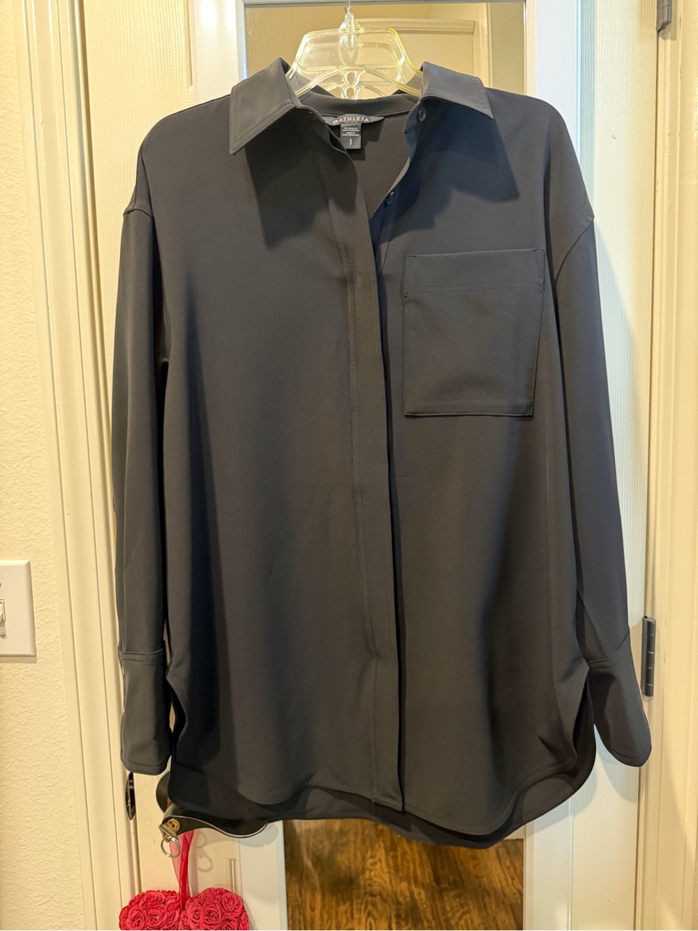 Athleta Black Long-Sleeve Button-Down Shirt